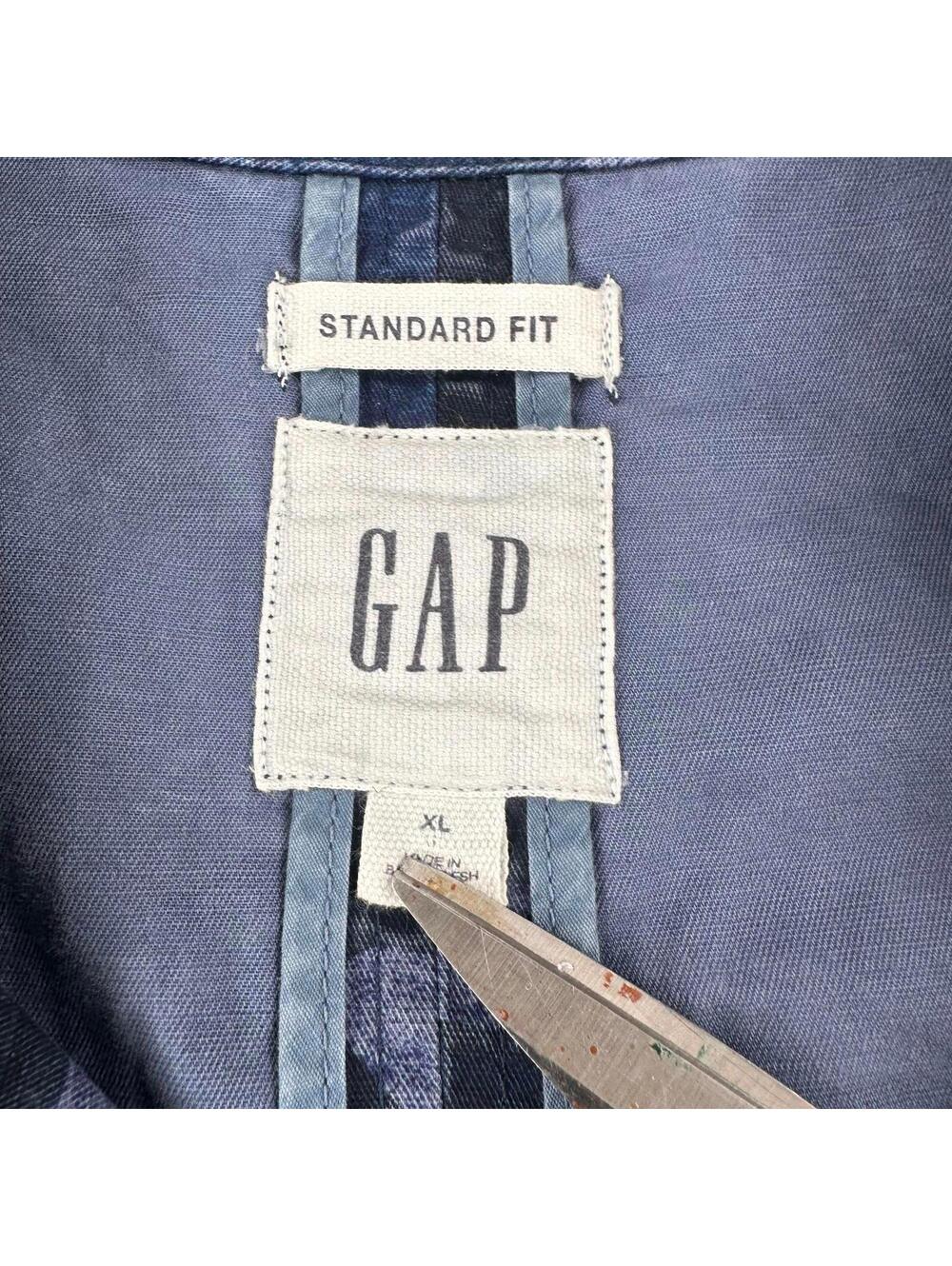 VTG Gap Jacket Shirt Mens XL Blue Woodland Camo Chore Barn Canvas Fatigue Retro - Picture 2 of 6